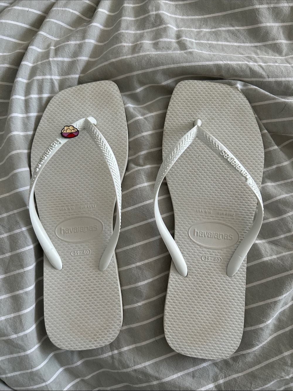 Havaianas White Slim Square-Toe Flip Flops